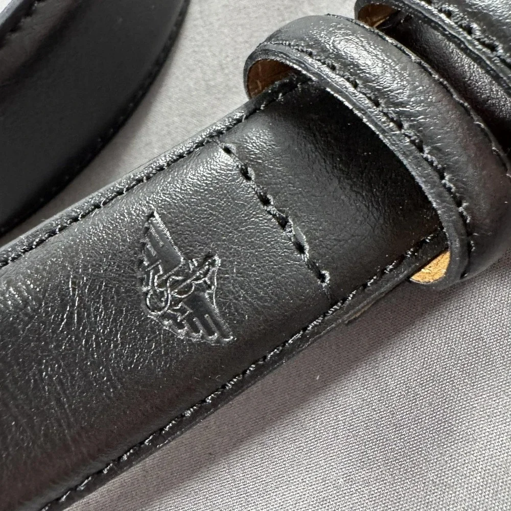 Dockers Belt Mens 42 Black Coated Leather Silver Buckle Dress Casual 11DK01MD